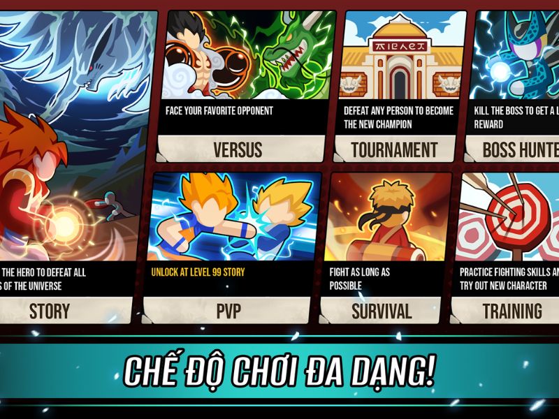 C&oacute; đến 7 chế độ chơi kh&aacute;c nhau&nbsp;trong Chiến Binh Đa Vũ Trụ Đại Chiến&nbsp;